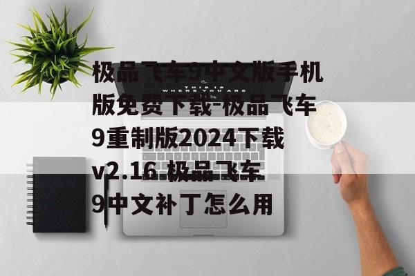 极品飞车9中文版手机版免费下载-极品飞车9重制版2024下载v2.16 极品飞车9中文补丁怎么用